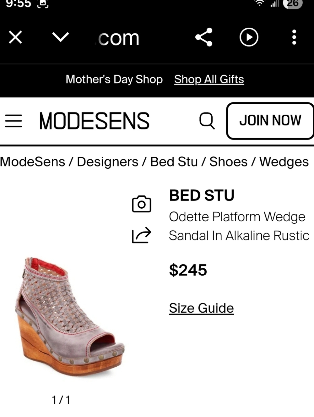 BED|STU Odette Woven Platform Wedge Sandal in Gray with Red Trim